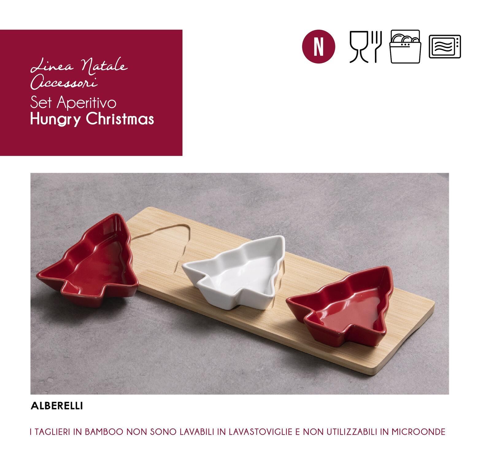 SET 3PZ APERITIVO XMAS HUNGRY ALBERELLI Tellini S.r.l. Ingrosso Abbigliamento